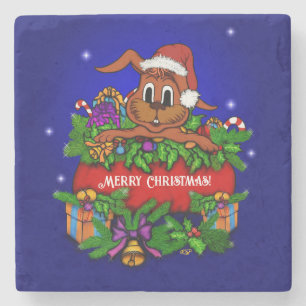 WeihnachtsRabbit Steinuntersetzer