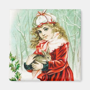 Weihnachtsrabbit Vintag Magnet