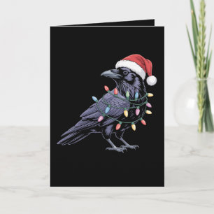 Weihnachtsrabe Santa Hut Krähe Xmas Lichter Vogel Karte