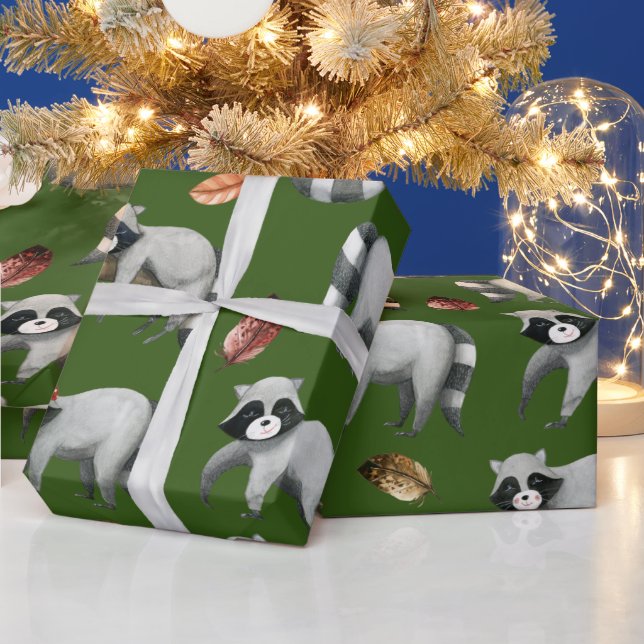 Weihnachtsraccoons | Grünbuch Geschenkpapier (Feiertage)