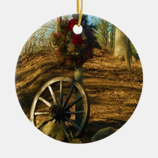 Weihnachtsrad und Wagenrad Keramik Ornament (Vorne)