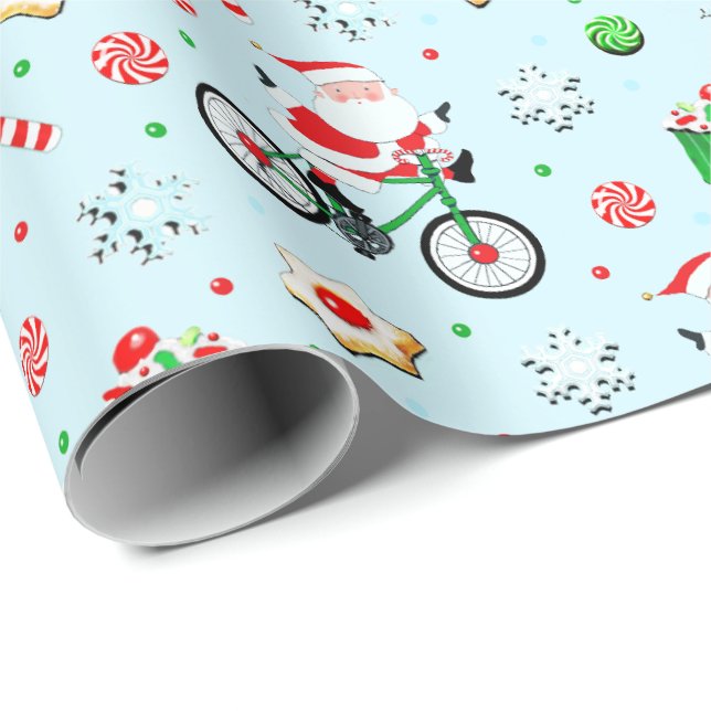 Weihnachtsradfahren Geschenkpapier (Rolleneckpunkt)