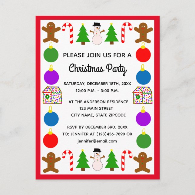 Weihnachtsrahmen #1 Einladung Postkarte (Vorderseite)