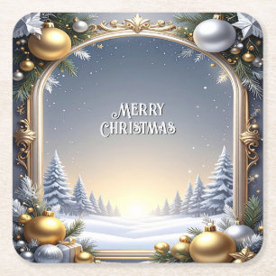 Weihnachtsrahmen Feiertags Papier Untersetzer