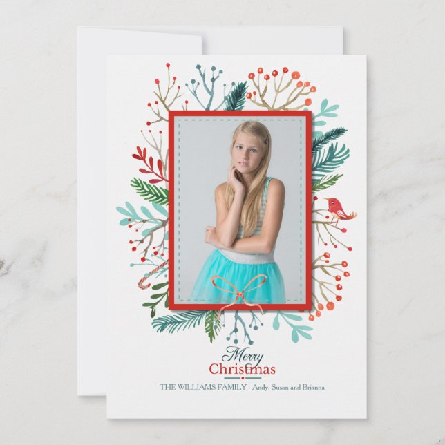 Weihnachtsrahmen-Foto-Weihnachtskarte Feiertagskarte (Vorderseite)