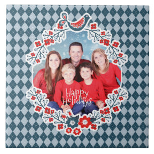 Weihnachtsrahmen Fügen Sie Ihr Foto Wintervogeldr Fliese