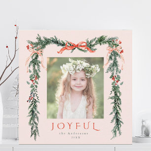 Weihnachtsrahmen im Aquarell Foto Rosa Platz Feiertagskarte