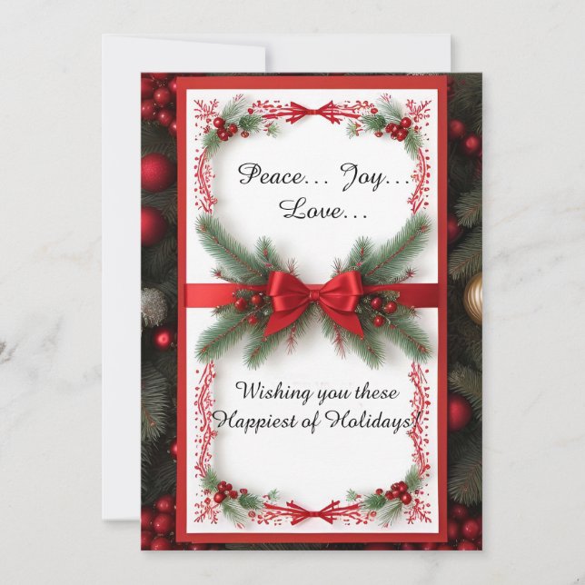 Weihnachtsrahmen mit Kiefernzweigen Feiertagskarte (Vorderseite)