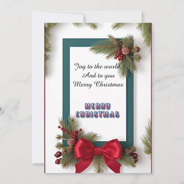 Weihnachtsrahmen mit Kiefernzweigen Feiertagskarte (Vorderseite)