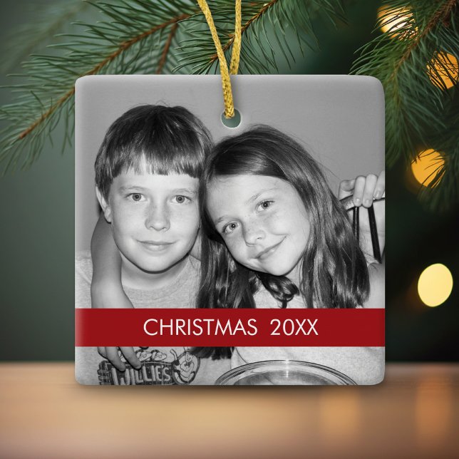 Weihnachtsrahmen - Modern Keramikornament (Personalized Photo Ornament - Christmas Keepsake)