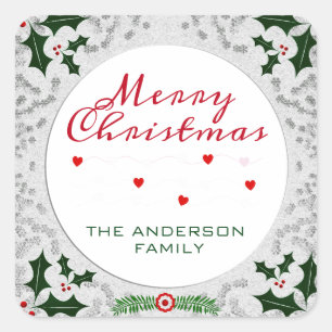 Weihnachtsrahmen Quadratischer Aufkleber