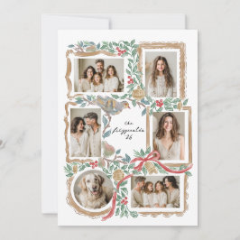 Weihnachtsrahmen und botanische Collage Feiertagskarte