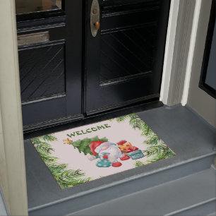 Weihnachtsrahmen und Gnome-Türmchen Fußmatte