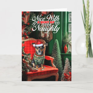 Weihnachtsrat Terrier Dog Naughty oder Nice Feiertagskarte
