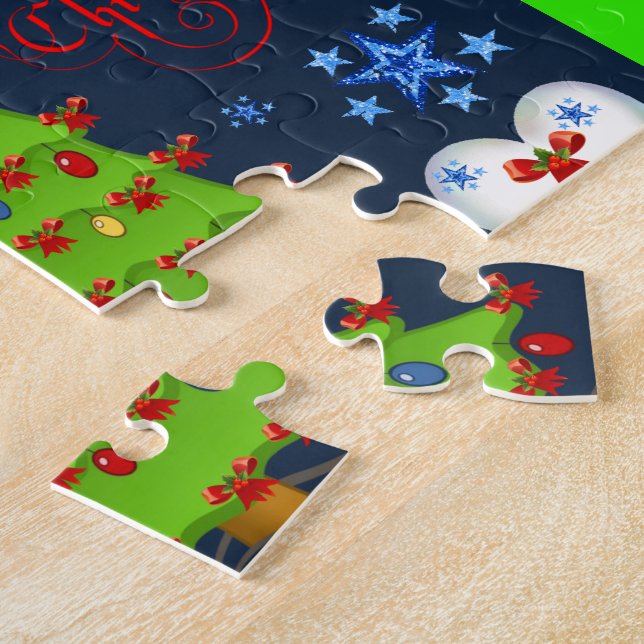 Weihnachtsrätsel Geschenkboxen für Kinder blau Puzzle (Seite)