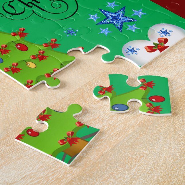 Weihnachtsrätsel Geschenkboxen für Kinder dunkelgr Puzzle (Seite)