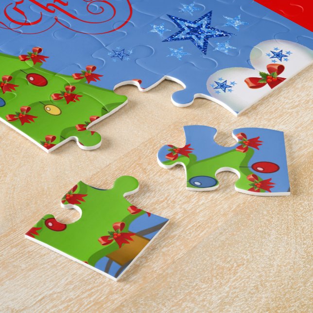 Weihnachtsrätsel Geschenkboxen für Kinder hellblau Puzzle (Seite)