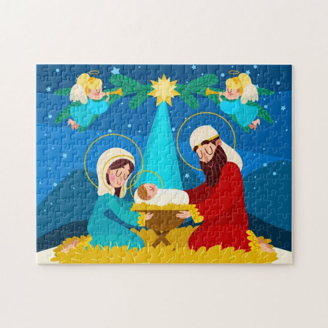 Weihnachtsrätsel Krippenszene Puzzle (Horizontal)