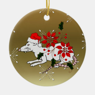 Weihnachtsratte Keramik Ornament