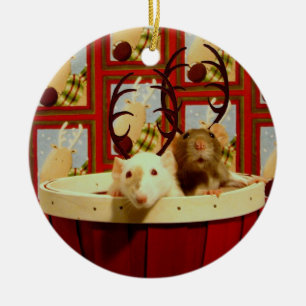 Weihnachtsratten Keramik Ornament