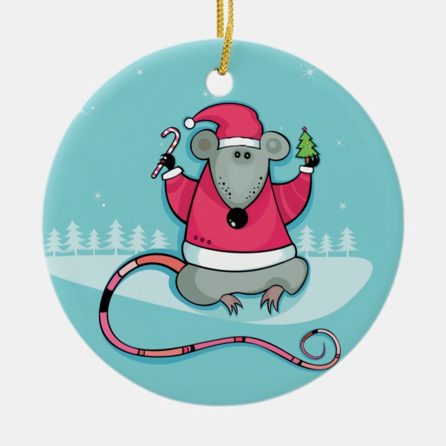Weihnachtsratten-Verzierung Keramik Ornament (Vorne)