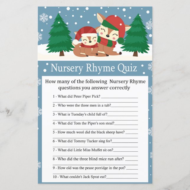 Weihnachtsrebe Kinderzimmer Rhyme Quiz Kinderdusch (Vorderseite)