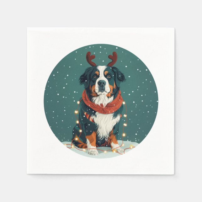 Weihnachtsredeer Bernese Mountain Dog Serviette (Vorderseite)