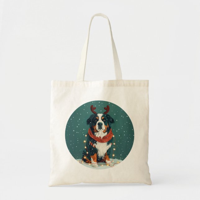 Weihnachtsredeer Bernese Mountain Dog Tragetasche (Vorne)