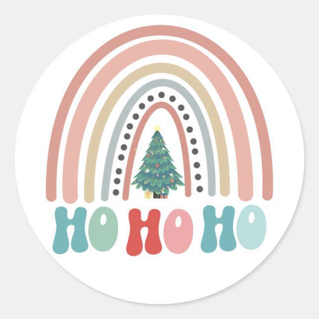 Weihnachtsregenbogenbaum mit hospho runder aufkleber (Vorderseite)