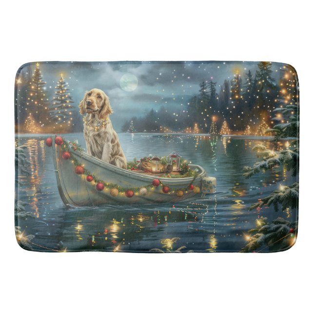Weihnachtsreise des englischen Setters Badematte (Vorderseite)