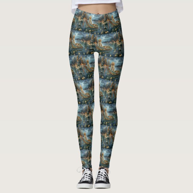 Weihnachtsreise des englischen Setters Leggings (Vorderseite)