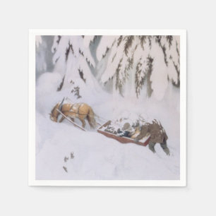 Weihnachtsreise durch den Schnee (von Kittelsen) Serviette