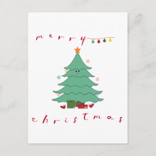 Weihnachtsreise Postkarte   Kawaii Christmas Tree