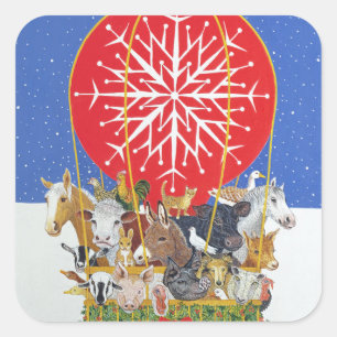 Weihnachtsreise Quadratischer Aufkleber