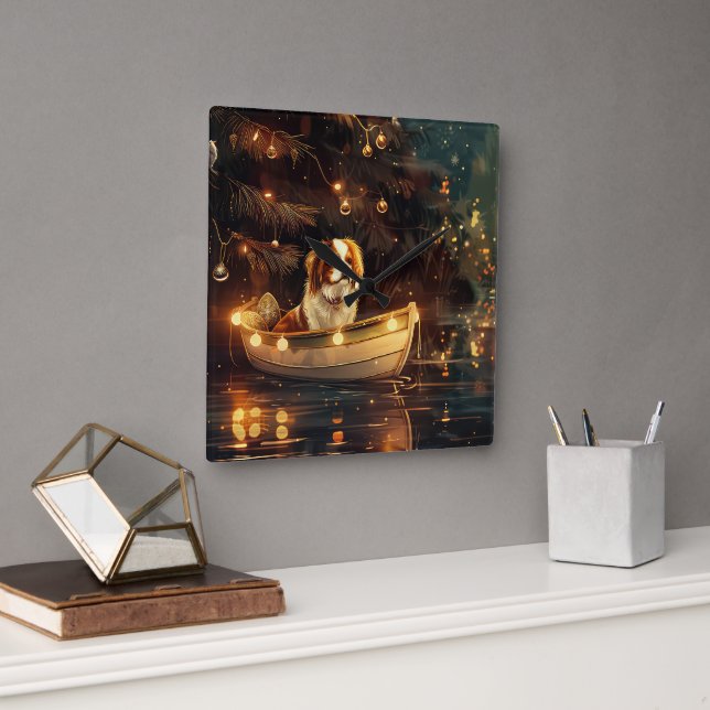 Weihnachtsreise zum Japanischen Kinn Quadratische Wanduhr (Büro)