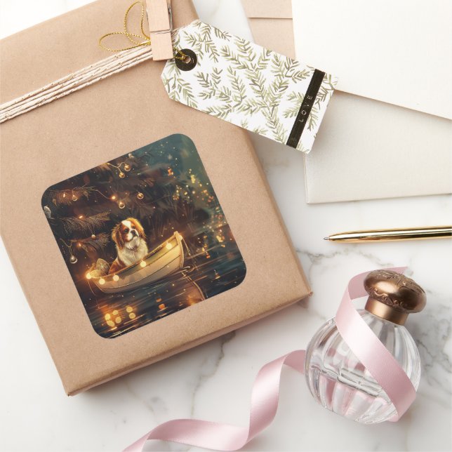 Weihnachtsreise zum Japanischen Kinn Quadratischer Aufkleber (Schenken)