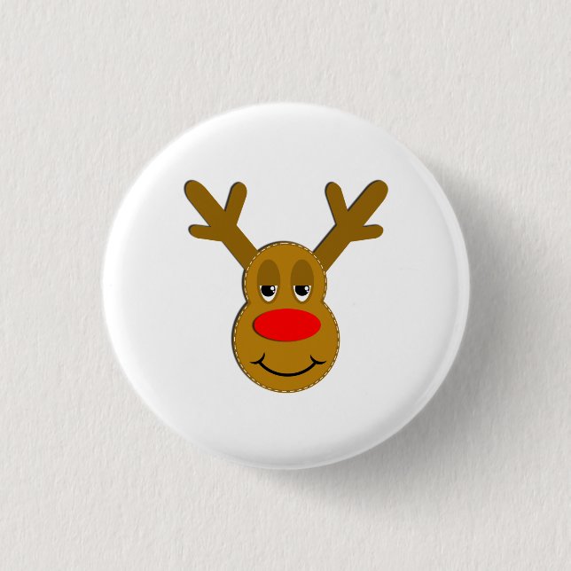 Weihnachtsren-Gesicht Button (Vorderseite)