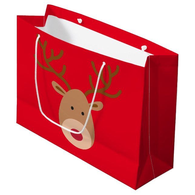Weihnachtsren-glatte Geschenk-Tasche Große Geschenktüte (Vorderseite Schrägansicht)