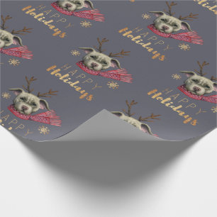 Weihnachtsren-Hundemuster   frohe Feiertage Geschenkpapier