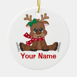 Weihnachtsren personalisiert keramik ornament