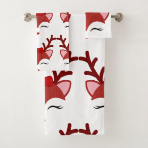 Weihnachtsrengesicht Badhandtuch Set