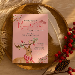 Weihnachtsrenne Festlich & Rosa Feste Weihnachten Einladung