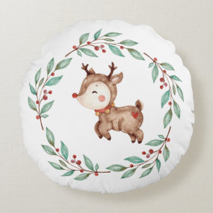 Weihnachtsrentier-Festkranz Rundes Kissen
