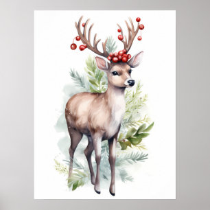 Weihnachtsrentier für das Kinderzimmer Poster