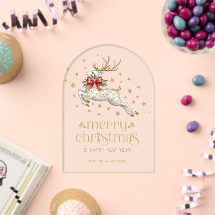 Weihnachtsrentier Gold Typografie Grußkarte Acryleinladungen