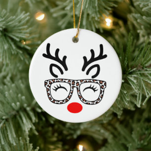 Weihnachtsrentier Leopardengläser Urlaub Keramik Ornament