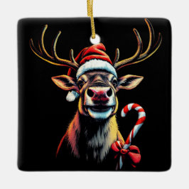 Weihnachtsrentier mit zwei Seiten Keramikornament