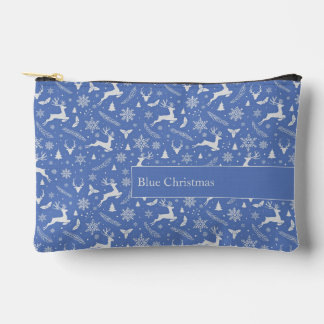 Weihnachtsrentier-Muster Blau mit Text Zubehörtasche