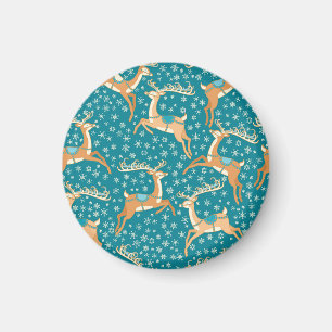 Weihnachtsrentier: Nahtloses Vintage-Muster. Magnet