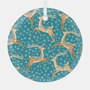 Weihnachtsrentier: Nahtloses Vintage-Muster. Ornament Aus Glas